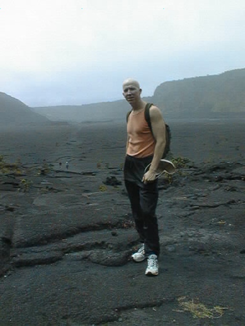 Tom on Hawaii with dried crater behind me